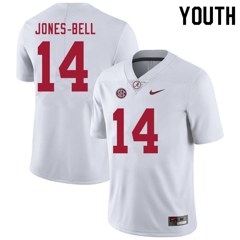 Alabama Crimson Tide Youth Thaiu Jones-Bell #14 White NCAA Nike Authentic Stitched 2020 College Football Jersey JH16P05GS